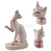 Hand Carved Ancient Egyptian Mau Cat Seated Deity Luck Wealth Statue Decor
