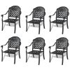 Cast Aluminum Patio Dining Chair 6PCS With Black Frame and Cushions In Random Colors