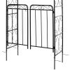 Outsunny 84" Garden Arch Arbor with Gate, Metal Arch Trellis, Garden Archway for Climbing Vines, Wedding Ceremony Decoration, Flourishes & Arrow Tips,