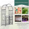 Outsunny 81" Metal Garden Arbor with Double Doors, Locking Gate, Climbing Vine Frame with Heart Motifs, Arch for Wedding, Bridal Party Decoration, Gre