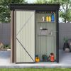 TOPMAX Patio 5ft Wx3ft. L Garden Shed, Metal Lean-to Storage Shed with Adjustable Shelf and Lockable Door, Tool Cabinet for Backyard, Lawn, Garden, Br