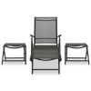 3 Piece Patio Lounge Set Textilene and Aluminum Black