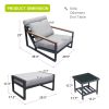 Recliner Patio Chair with Cushions and Ottoman,Waterproof Fabric Soft Cushions with Aluminium Frame