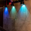 2-Pack RGBCW Waterproof Solar-Powered Outdoor Landscape Lights Wall Lamp