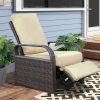 Outdoor Patio Rattan Wicker Swivel Recliner Chair;  Adjustable Reclining Chair 360¬∞ Rotating with Water Resistant Cushions