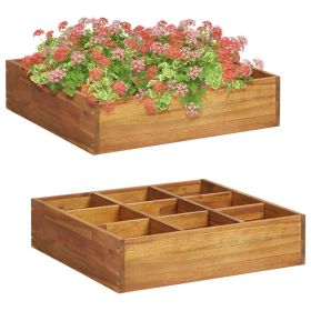Herb Garden Raised Bed Solid Wood Acacia 23.6"x23.6"x5.9" (Color: Beige)