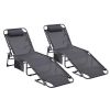 Folding Waterproof Patio Chaise Lounge Chair. Outdoor Adjustable and Reclining Tanning Chair with Pillow and Side Pocket for Lawn,Beach,Pool,