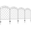 Outsunny Garden Fence, 4 Pack Steel Fence Panels, 11.4' L x 43" H, Rust-Resistant Animal Barrier Decorative Border Flower Edging for Yard, Landscape,