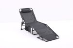 Folding Waterproof Patio Chaise Lounge Chair. Outdoor Adjustable and Reclining Tanning Chair with Pillow and Side Pocket for Lawn,Beach,Pool,