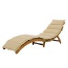 Outdoor Patio Wood Portable Extended Chaise Lounge Set with Foldable Tea Table for Balcony, Poolside, Garden