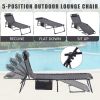 Folding Waterproof Patio Chaise Lounge Chair. Outdoor Adjustable and Reclining Tanning Chair with Pillow and Side Pocket for Lawn,Beach,Pool,