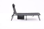 Folding Waterproof Patio Chaise Lounge Chair. Outdoor Adjustable and Reclining Tanning Chair with Pillow and Side Pocket for Lawn,Beach,Pool,