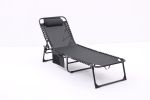 Folding Waterproof Patio Chaise Lounge Chair. Outdoor Adjustable and Reclining Tanning Chair with Pillow and Side Pocket for Lawn,Beach,Pool,