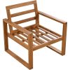 Outdoor Patio Wood 6-Piece Conversation Set, Sectional Garden Seating Groups Chat Set with Ottomans and Cushions for Backyard, Poolside, Balcony