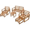 Outdoor Patio Wood 6-Piece Conversation Set, Sectional Garden Seating Groups Chat Set with Ottomans and Cushions for Backyard, Poolside, Balcony