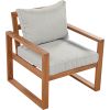 Outdoor Patio Wood 6-Piece Conversation Set, Sectional Garden Seating Groups Chat Set with Ottomans and Cushions for Backyard, Poolside, Balcony
