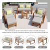 Outdoor Patio Wood 6-Piece Conversation Set, Sectional Garden Seating Groups Chat Set with Ottomans and Cushions for Backyard, Poolside, Balcony