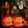 Inflatable Light Up Halloween Ball - SVOPY 24 Inch Large Outdoor Decorated Pumpkin and Bat Ball with Remote for Yard Pool Hang or Place in The Yard fo