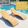 Outdoor Patio Wood Portable Extended Chaise Lounge Set with Foldable Tea Table for Balcony, Poolside, Garden