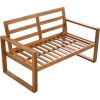 Outdoor Patio Wood 6-Piece Conversation Set, Sectional Garden Seating Groups Chat Set with Ottomans and Cushions for Backyard, Poolside, Balcony