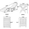 Outdoor Patio Wood Portable Extended Chaise Lounge Set with Foldable Tea Table for Balcony, Poolside, Garden