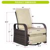 Outdoor Patio Rattan Wicker Swivel Recliner Chair;  Adjustable Reclining Chair 360¬∞ Rotating with Water Resistant Cushions
